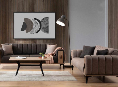 Braune Couchgarnitur 2x Dreisitzer Luxus Set Möbel Sofas Couchen Holzgestell